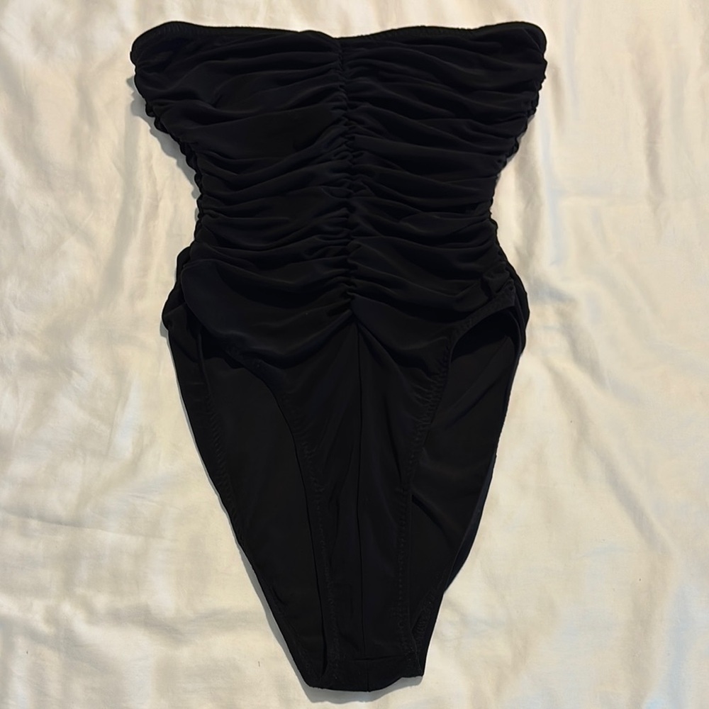 Norma Kamali Black Ruched Swimsuit